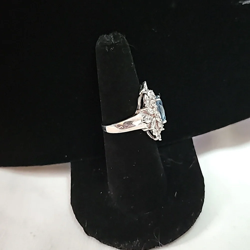 Blue Topaz Oval Ring Stamped 925